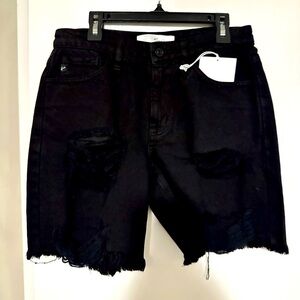NWT Kancan black distressed jean short size S